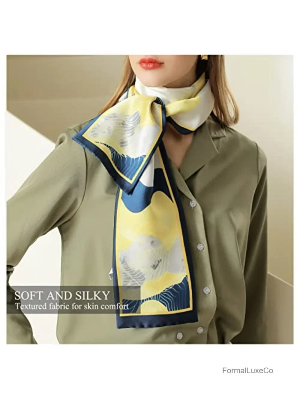 Imitation Silk Narrow Scarf Polka Dot Paisley Neck Scarf Headdress